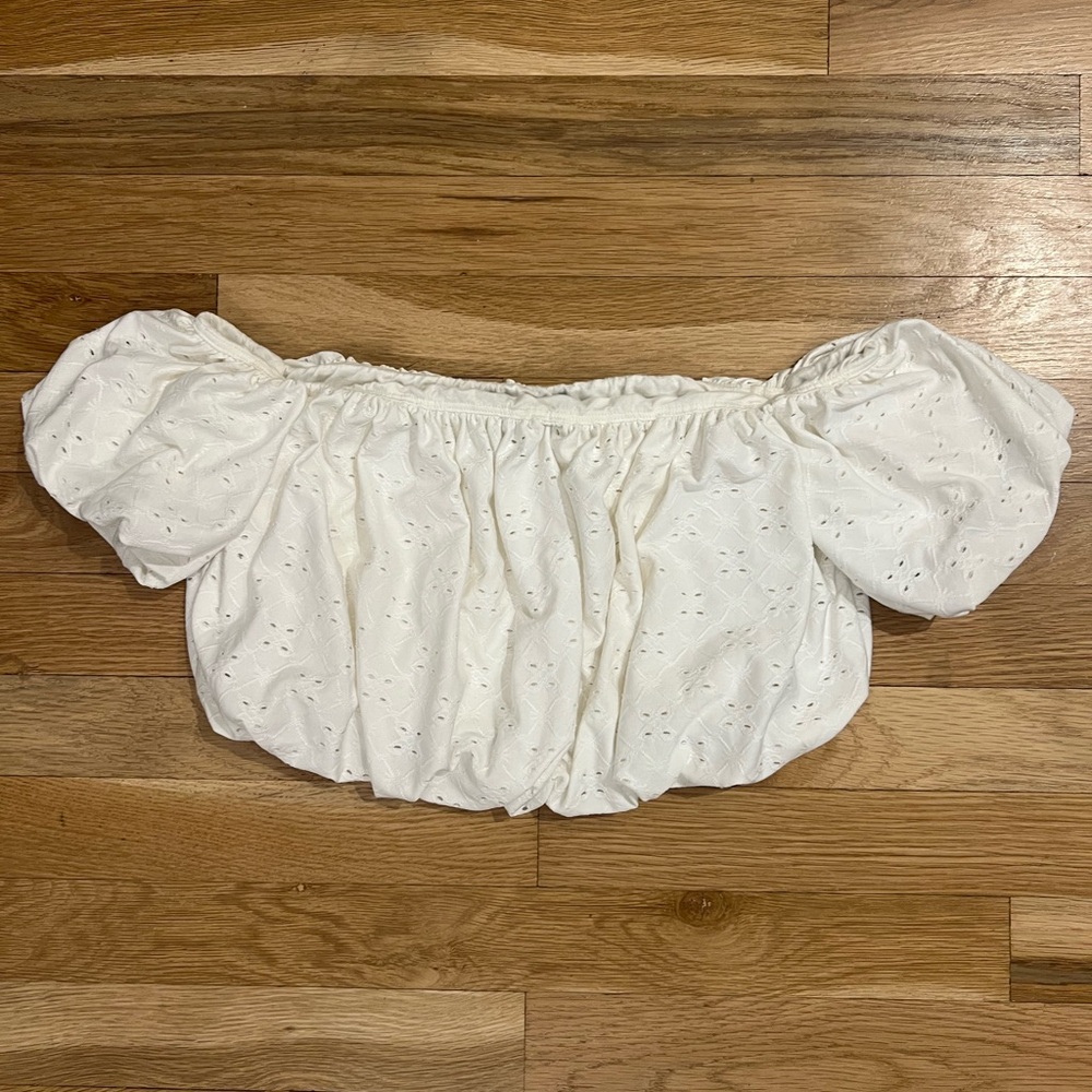 White Eyelet Off-Shoulder Top